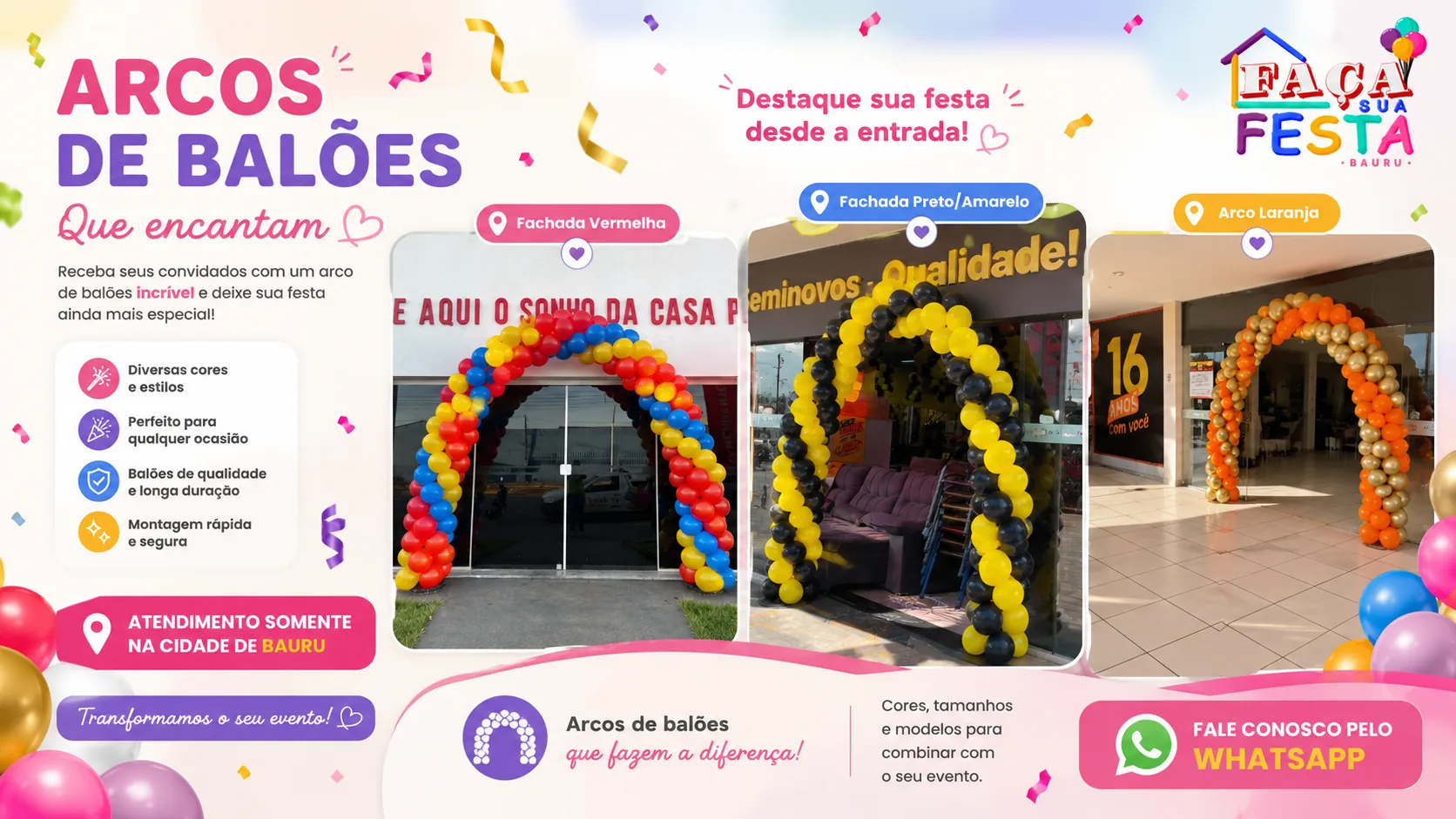 Arcos de balões para festas e eventos